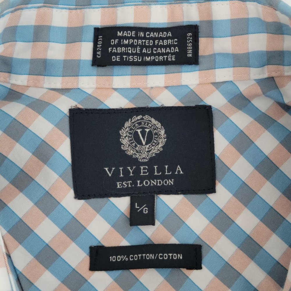 VIYELLA gingham classic fit shirt blue Sz L - Picture 4 of 4